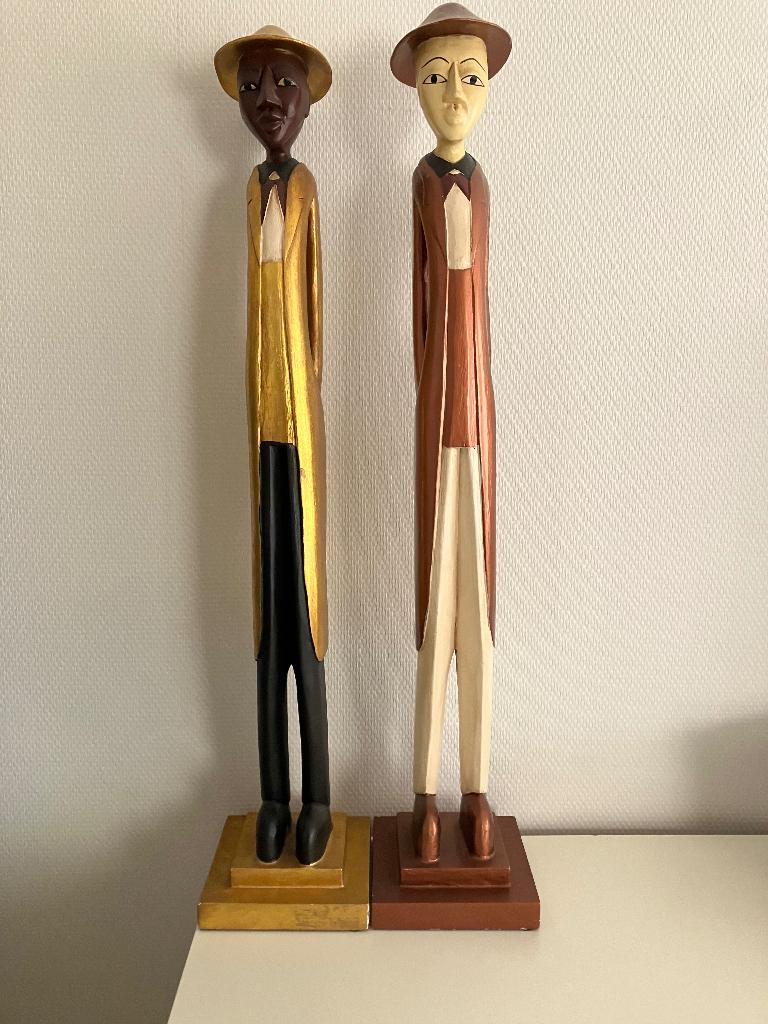 Set van 2 Prachtige Afrikaanse Colon-beelden, handgesneden, Antiek en Kunst, Ophalen, Houtsnijwerk, 50 - 100 cm, Hout