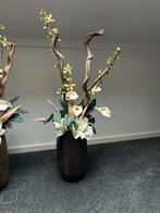 Twee hoge potten met zijde bloemen, Ophalen, Zo goed als nieuw, Binnen