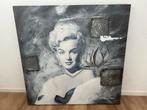Zwart, wit, grijs schilderij van Marilyn Monroe 80 x 80, Antiek en Kunst, Kunst | Schilderijen | Modern, Ophalen of Verzenden