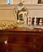 Antieke brocabte kuif spiegel, landelijk wonen, Ophalen, Rechthoekig