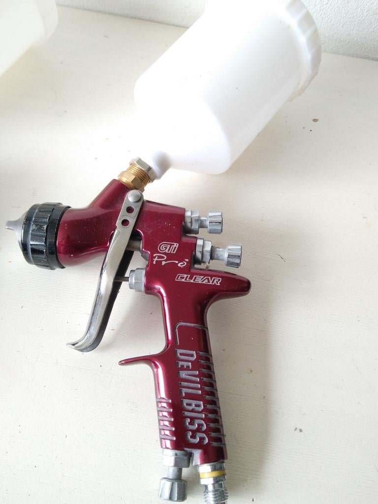 2x DeVilbiss GTI Pro Clear verfspuit, Ophalen of Verzenden, Gebruikt