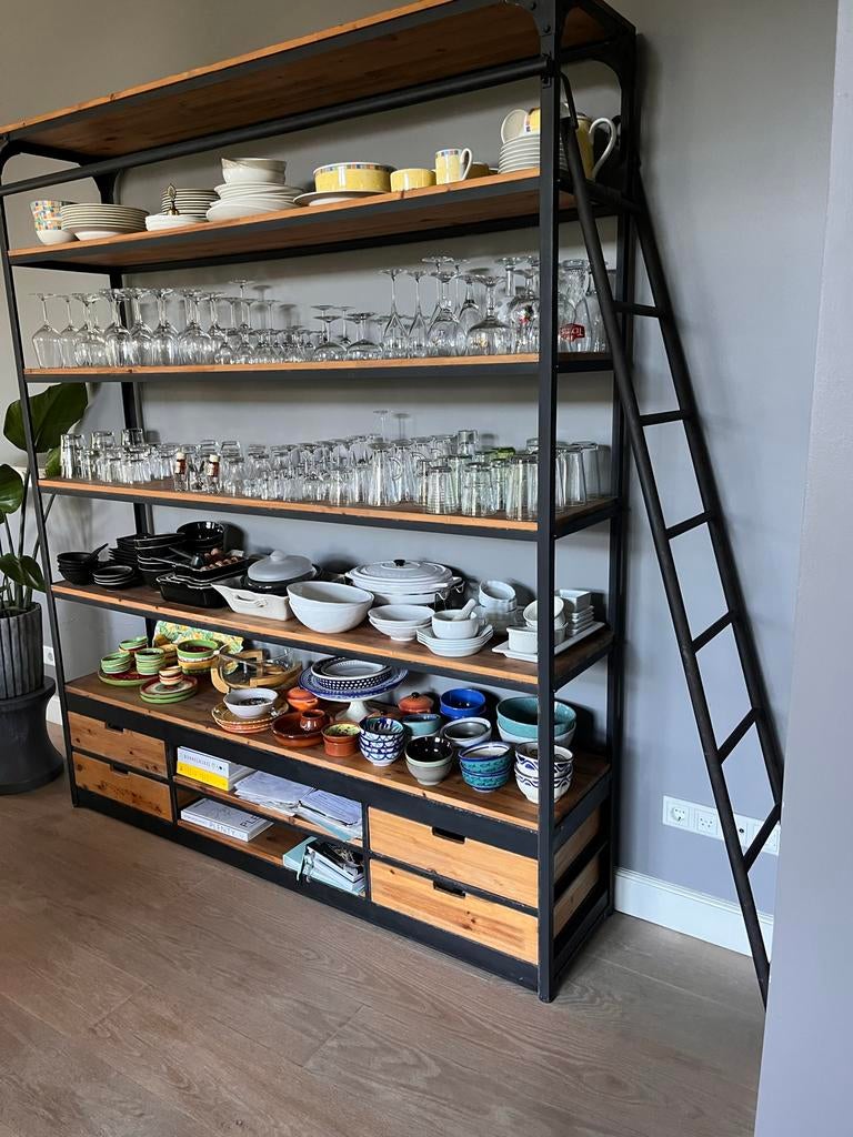 Grote industriële open kast met lades, Ophalen, 200 cm of meer, 150 tot 200 cm, Zo goed als nieuw