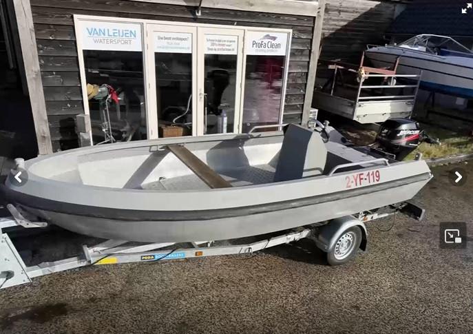 Thin Silver Aluminium Sloep+ 40 4T PK Mercury + Pega trailer, Watersport en Boten, Vis- en Consoleboten, Ophalen, Aluminium, Zo goed als nieuw