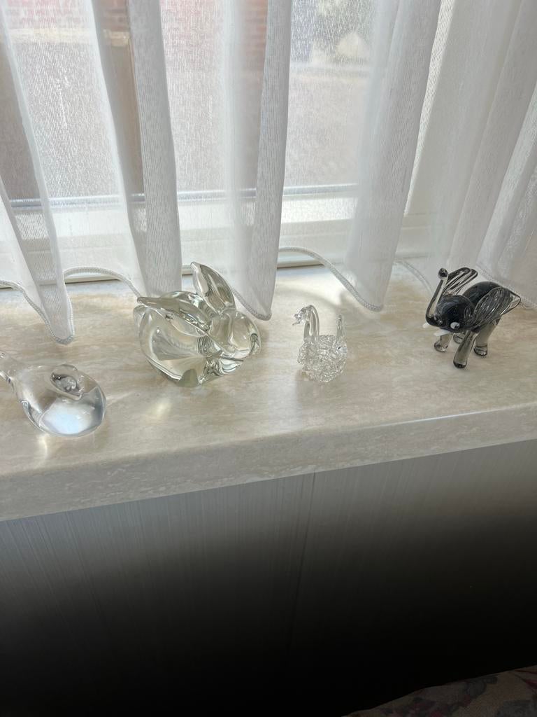 Glazen beeldjes: Olifant, Zwaan, Konijn, Vogel, Verzamelen, Ophalen of Verzenden, Gebruikt, Dier