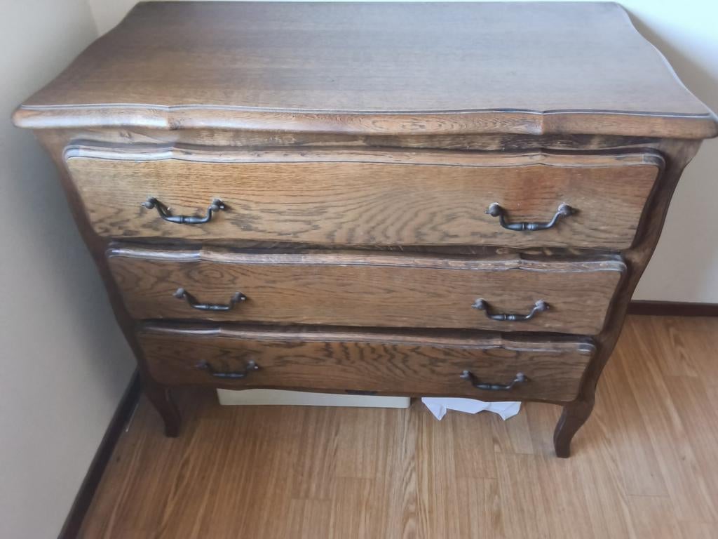 Eiken brocante commode, Ophalen, Gebruikt, Eikenhout, 50 tot 100 cm
