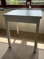Compact wit houten uitschuifbare eettafel, Huis en Inrichting, Tafels | Eettafels, Ophalen, 50 tot 100 cm, 50 tot 100 cm, Zo goed als nieuw