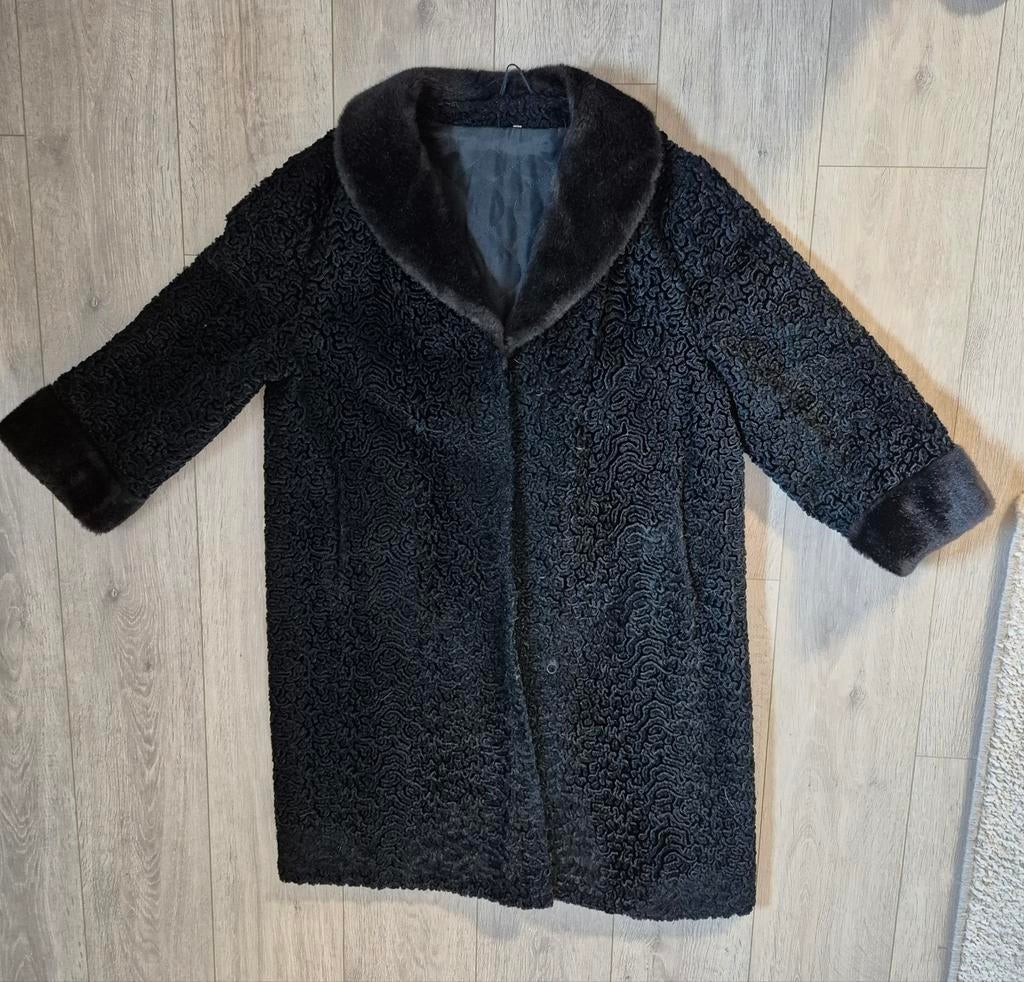 Astra Fur Bondjas Vintage Design, Maat 38/40 (M), Zwart, Ophalen of Verzenden, Gedragen