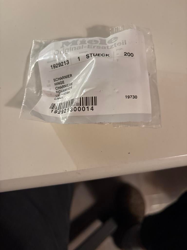 Miele Scharnier Bovenlader (links) - Origineel Onderdeel, Witgoed en Apparatuur, Onderdelen en Toebehoren, Ophalen of Verzenden