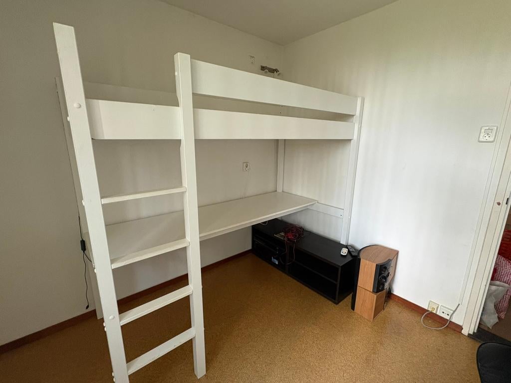 HOOGSLAPER MET BUREAU 200X90 «SOMMET II» | WIT, Ophalen, Zo goed als nieuw, Hoogslaper