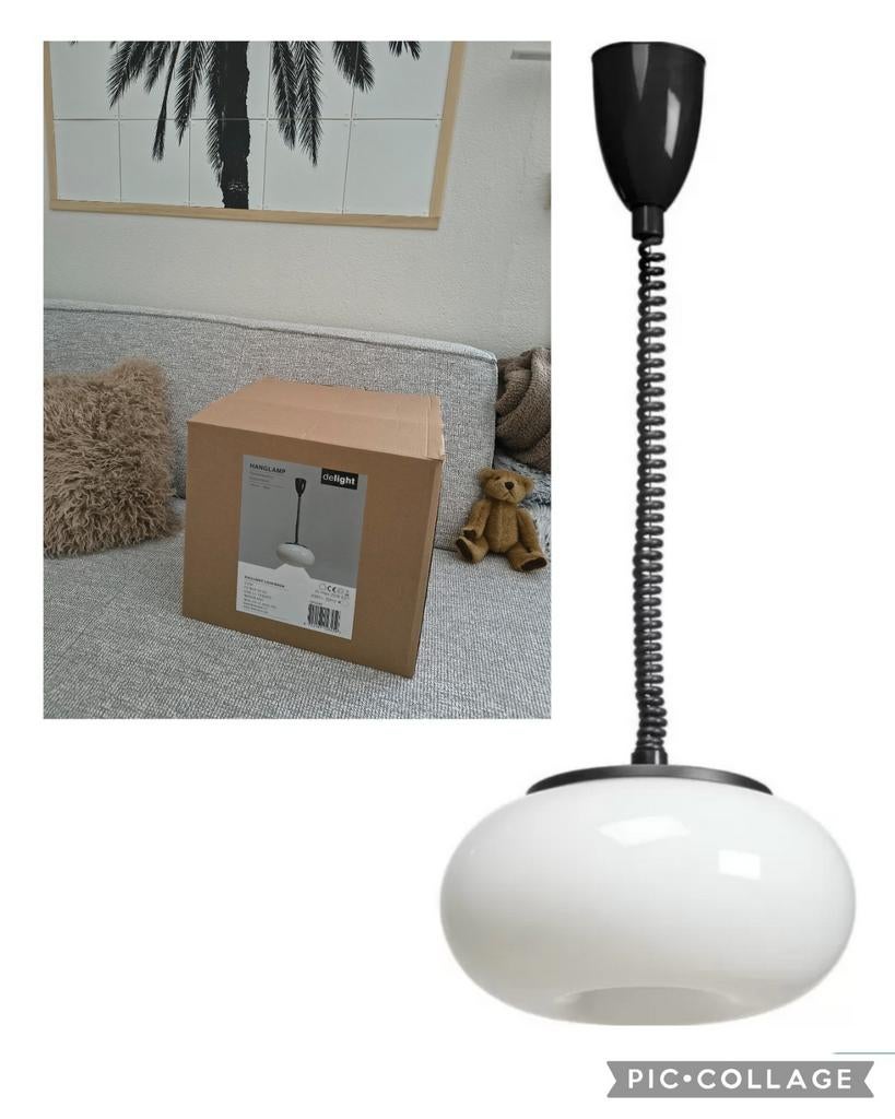 Nieuw Retro Hanglamp Donut trekkabel zwart wit twv 59€, Huis en Inrichting, Lampen | Hanglampen, Ophalen of Verzenden, Nieuw, Minder dan 50 cm