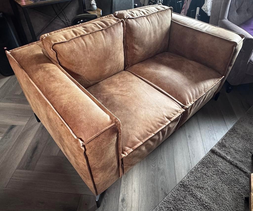 Tweezitsbank cognac, Huis en Inrichting, Banken | Bankstellen, Ophalen, 150 tot 200 cm, Tweepersoons, 75 tot 100 cm