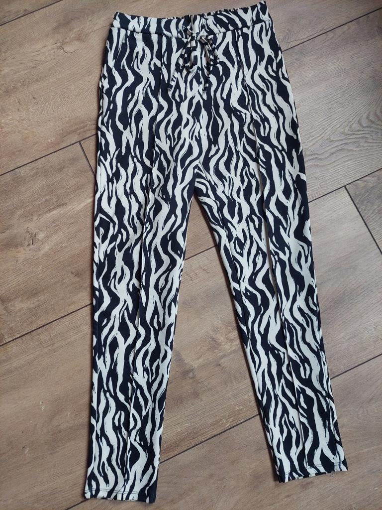 Pantalon zebra print, Ophalen, Zo goed als nieuw, Zwart, Lang