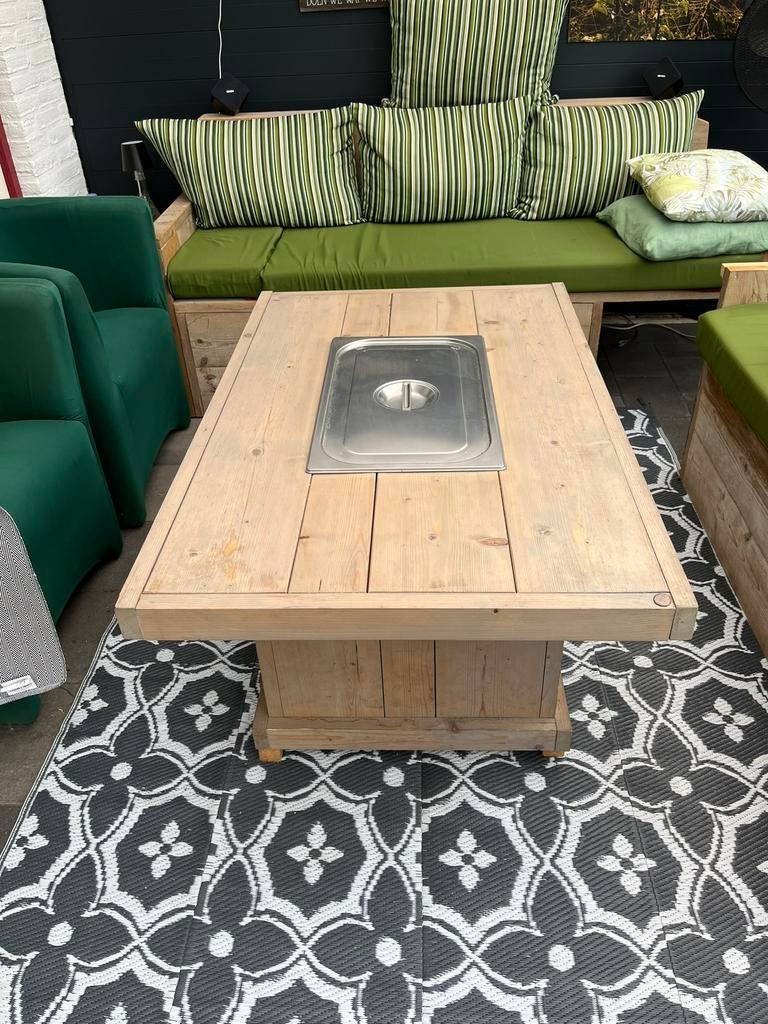 steigerhouten vuurtafel, Ophalen, Gebruikt