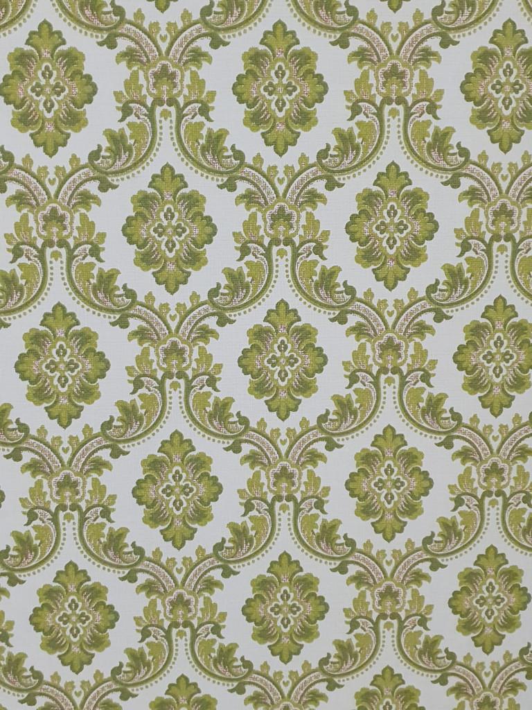 13692 Klassiek barok behang in groentinten uit de 70s swiet, Verzenden, Minder dan 10 m², Beige