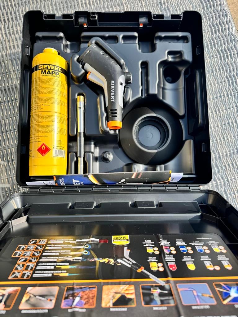 Nieuw in koffer Sievert MAPP gasbrander set, Ophalen of Verzenden, Nieuw, 250 ampère of meer, Overige typen