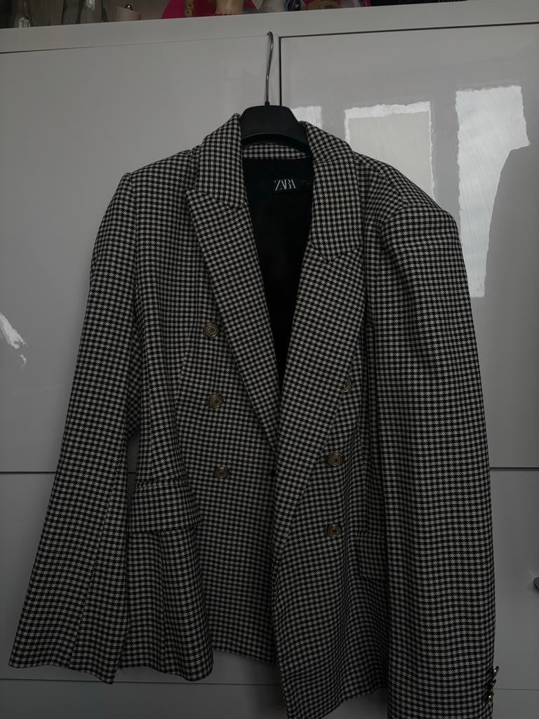 Hippe ruiten blazer, maat 40/42, Kleding | Dames, Zwart, Maat 42/44 (L), Nieuw, Ophalen of Verzenden