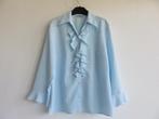 Erfo Jeunesse lichtblauwe chique nette blouse met ruches 38, Maat 38/40 (M), Blauw, Ophalen of Verzenden, Zo goed als nieuw