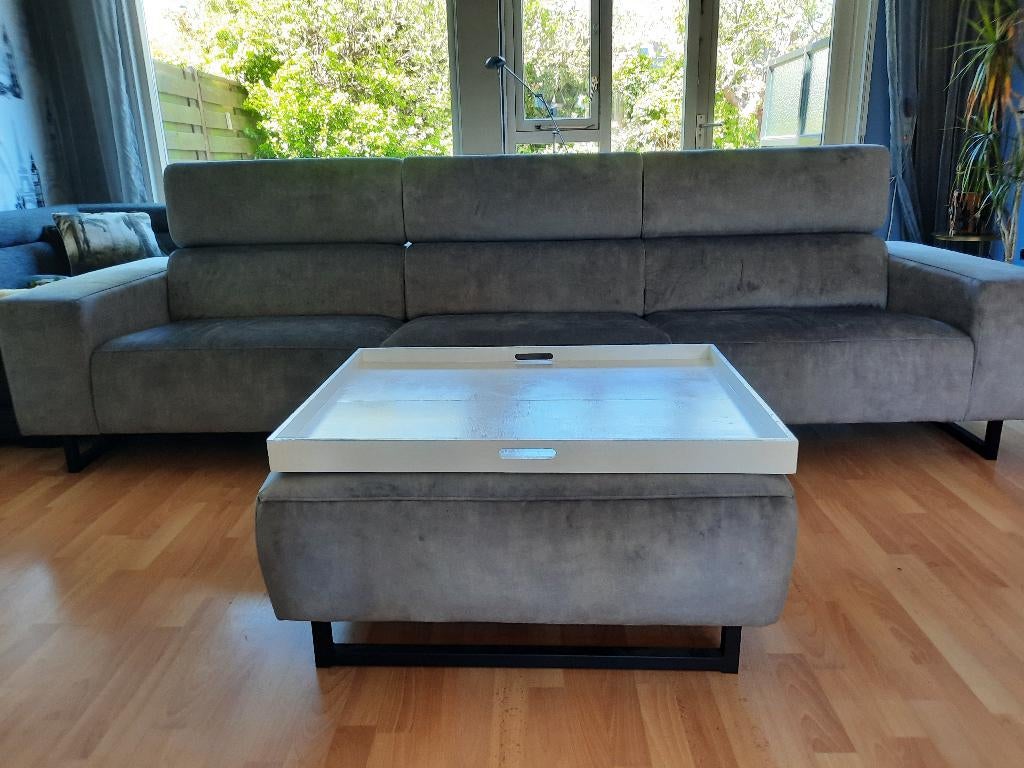 Luxe 4-zitsbank met hocker, Huis en Inrichting, Banken | Bankstellen, Ophalen, Gebruikt, 300 cm of meer, 75 tot 100 cm