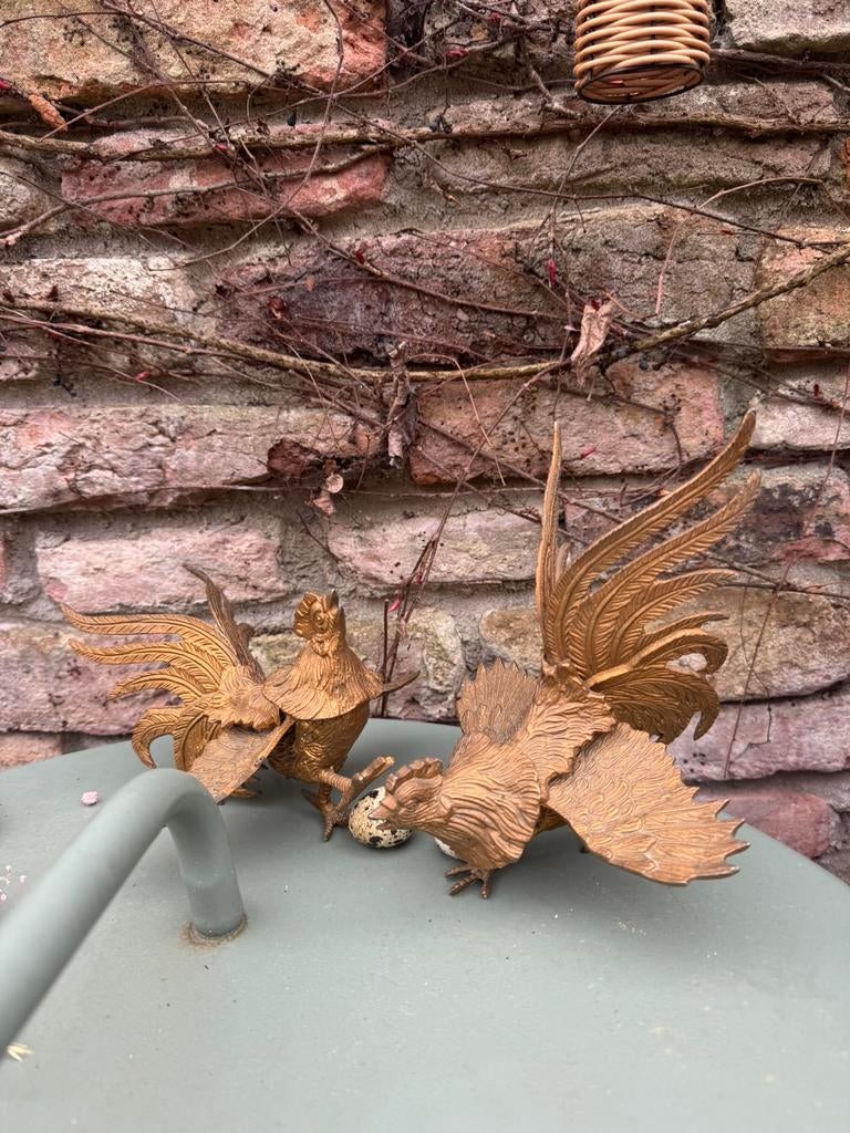 Set koperen kemphanen, Ophalen of Verzenden