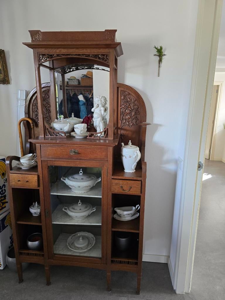 Te  koop antieke buffet/ service  kast, Huis en Inrichting, Kasten | Buffetkasten, Ophalen, Gebruikt, Glas, 150 tot 200 cm