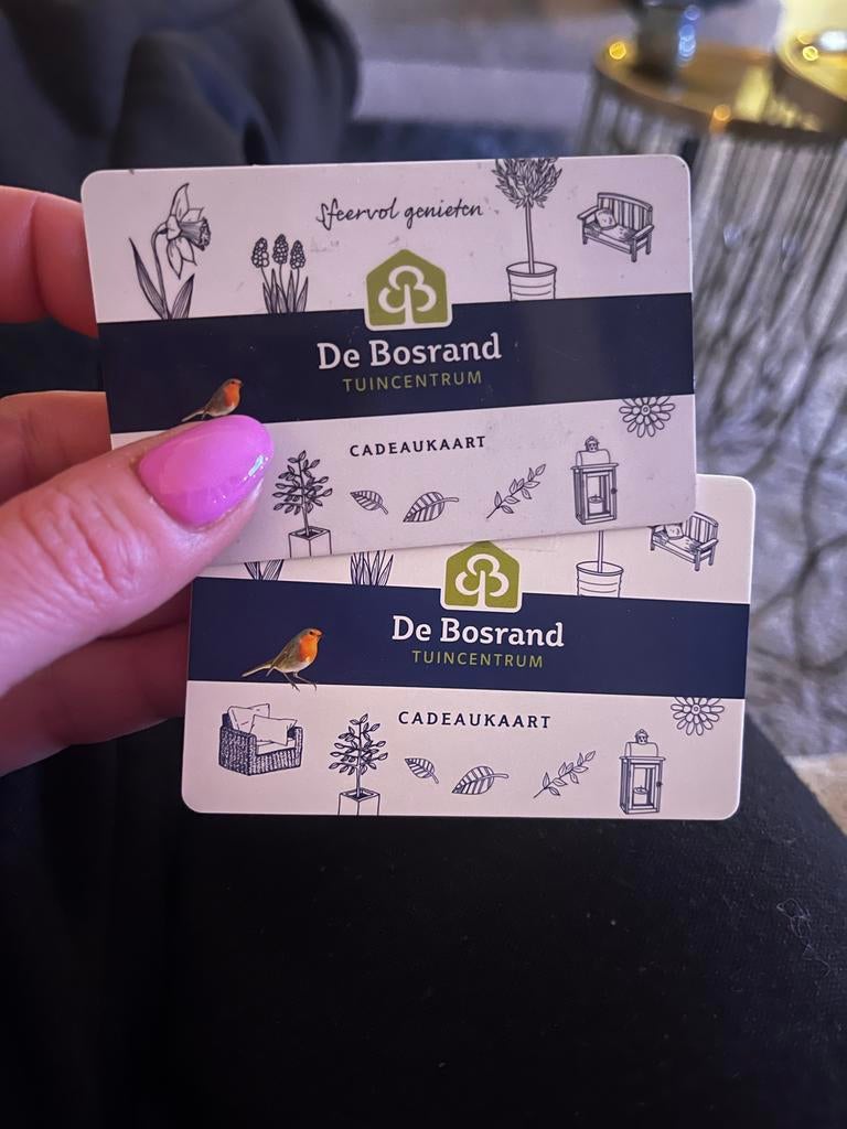 2 Cadeau kaarten Tuincentrum De Bosrand, Tickets en Kaartjes, Eén persoon, Cadeaubon, Overige typen