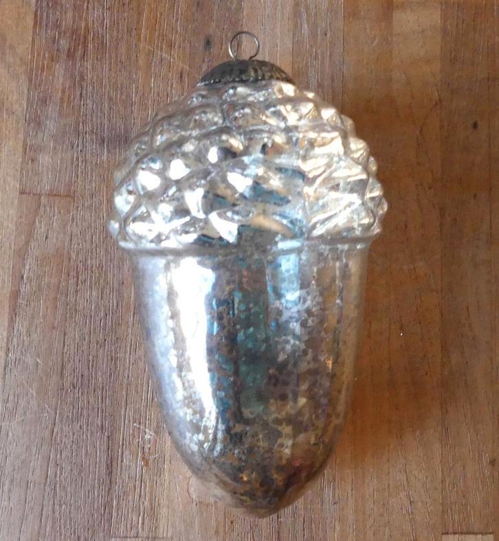 Glazen kerstbal zilver dennenappel glas kerstboomhanger, Diversen, Kerst, Gebruikt, Ophalen of Verzenden