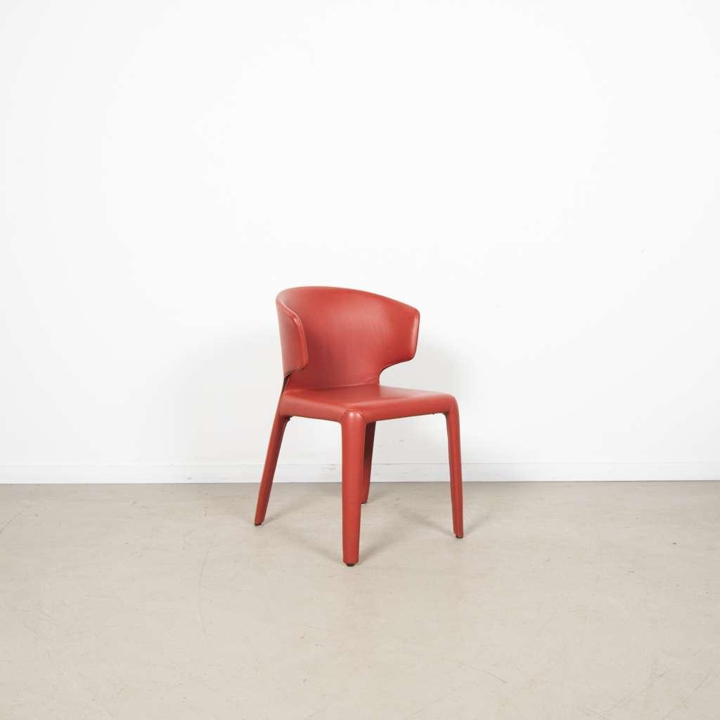 4x Cassina Hola Stoel Rood Leer, Niet ingevuld, Niet ingevuld, Leer, Zo goed als nieuw