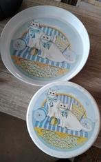 Rond metaal Dienblad en blik katten decor, Ophalen of Verzenden, Gebruikt, Rond, Metaal