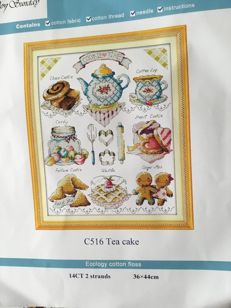 Borduurpakket compleet Tea Cake 36 x 44cm, Ophalen of Verzenden, Nieuw, Borduurpakket