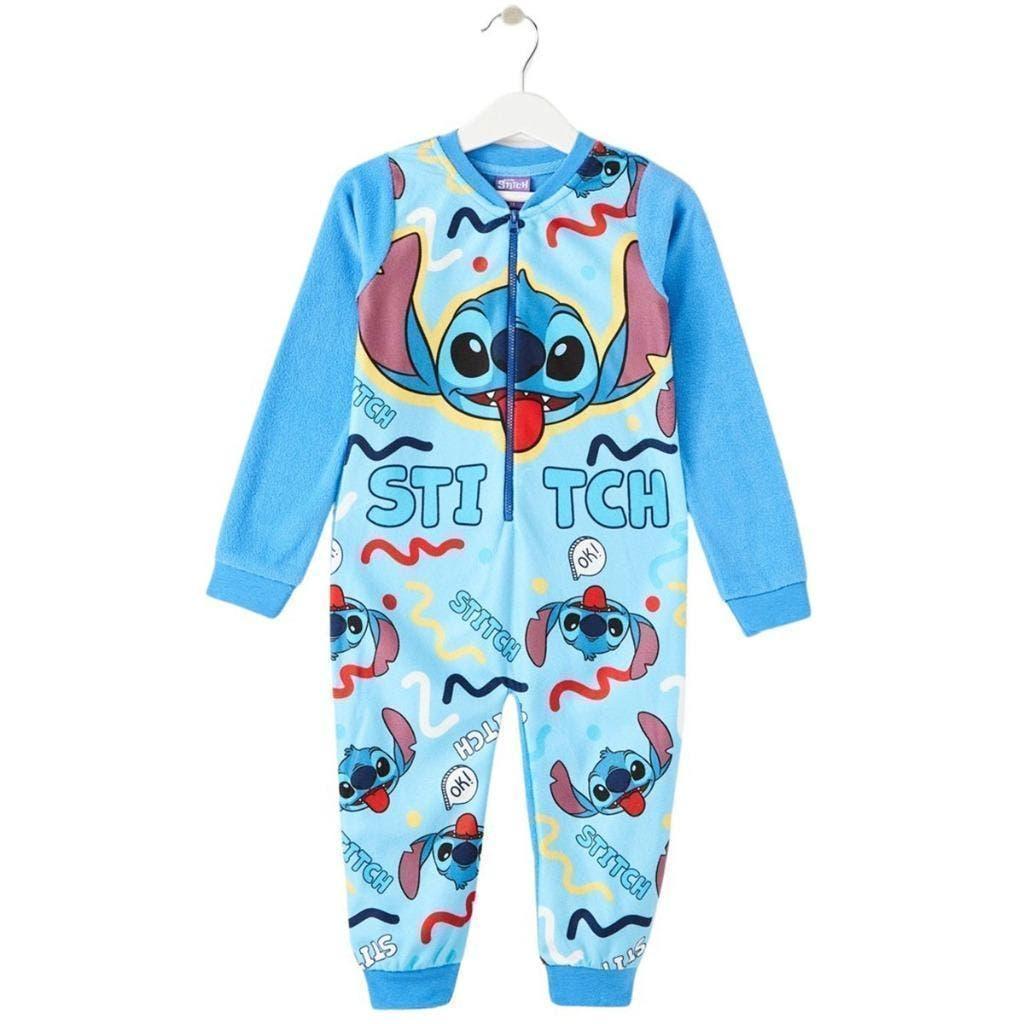 Stitch Fleece Onesie Blauw - Maat 92 - 98 - 104 - 110 - 116, Nacht- of Onderkleding, Stitch, Jongen of Meisje, Nieuw