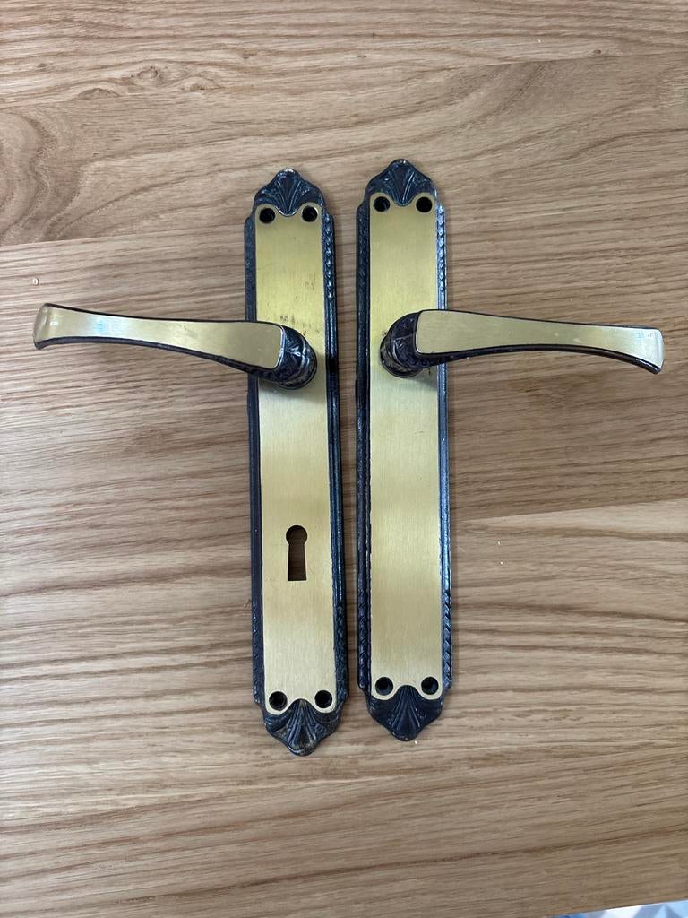 2 sets krukken brons/koper kleur, Ophalen of Verzenden, Gebruikt, Koper of Messing, Klink of Kruk