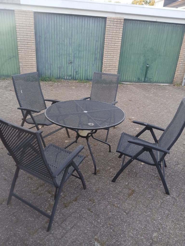 Royal Garden tuinset met 4 stoelen en ronde tafel 105 cm, Ophalen, Gebruikt, Tuinset, Eettafel