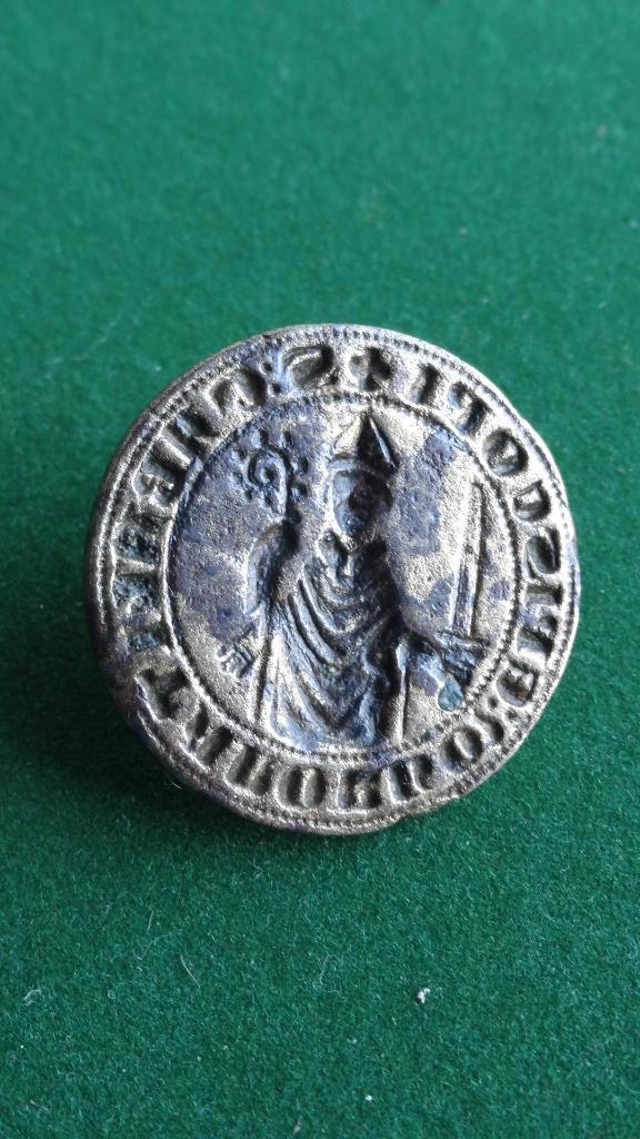 Bodemvondst: Gotisch religieus zegelstempel, Antiek en Kunst, Antiek | Koper en Brons, Brons, Ophalen of Verzenden