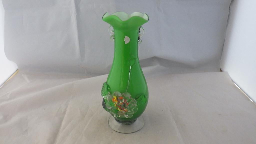 mooie groene murano vaas, Ophalen of Verzenden