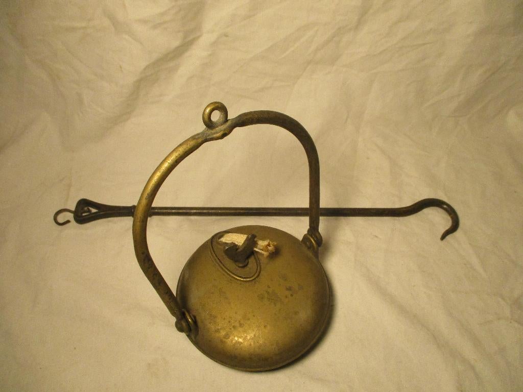 antiek hang olielampje brons-koper, Antiek en Kunst, Ophalen of Verzenden