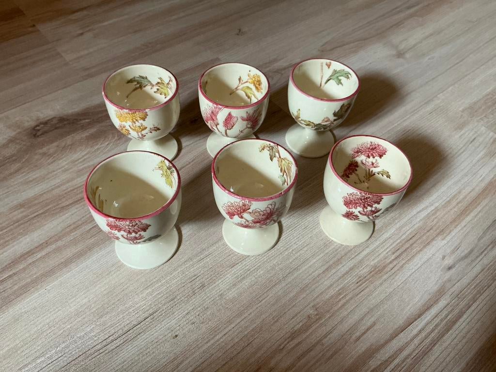 6 antieke eierdopjes uit de 19e eeuw., Antiek en Kunst, Antiek | Servies los, Ophalen of Verzenden