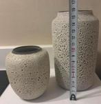 2 vintage keramieken vaasjes met bruisglazuur japandi, Steen, Overige kleuren, Ophalen of Verzenden, Zo goed als nieuw