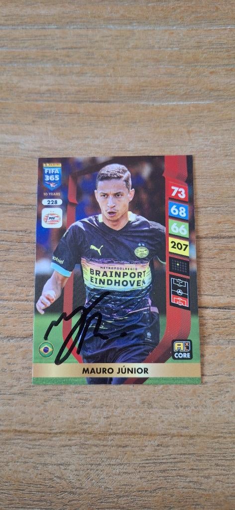Panini trading card handtekening; Mauro Junior # PSV, Ophalen of Verzenden, Nieuw, PSV, Spelerskaart