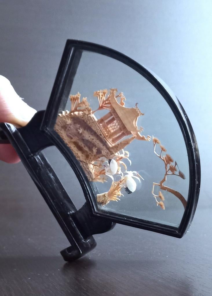 Vintage boogrechthoekig Chinese handgesneden kurk pastorale, Antiek en Kunst, Ophalen of Verzenden