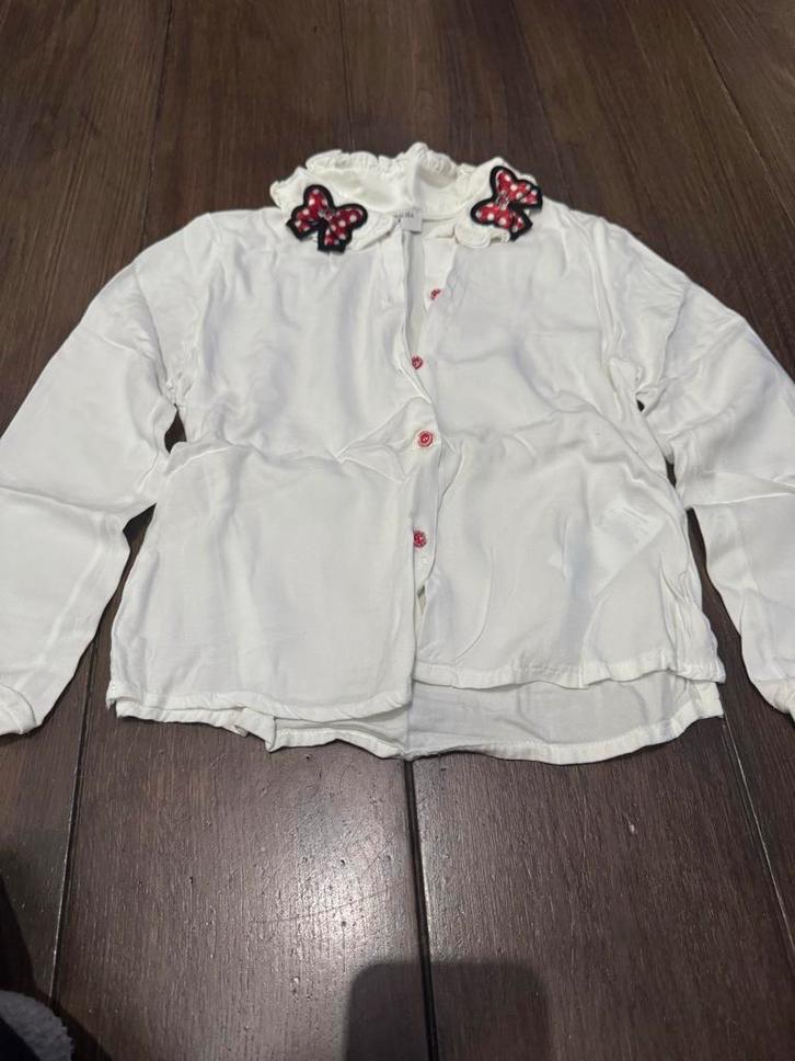 Monalisa Blouse Maat 8 Jaar - Wit met Stippen Strikjes, Kinderen en Baby's, Kinderkleding | Overige, Zo goed als nieuw, Meisje