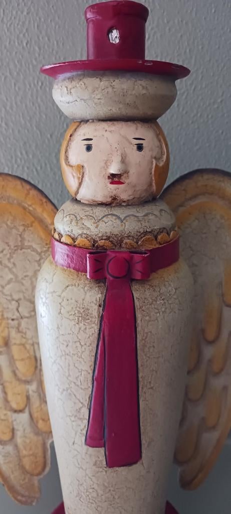 Set van 2 antieke Erzgebirge engelkandelaren, jaren '30, Antiek en Kunst, Antiek | Kandelaars, Ophalen of Verzenden