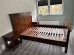 Degelijk tweepersoonsbed van hout voor 2x 80cm matrassen, Huis en Inrichting, Slaapkamer | Bedden, Ophalen, Gebruikt, Bruin, Tweepersoons