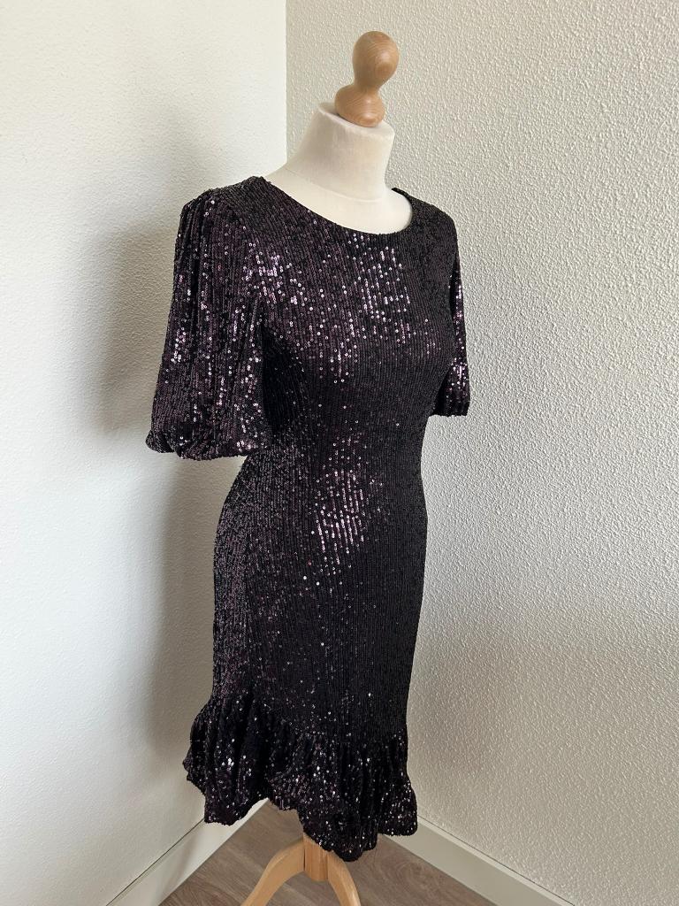 PBO maat M feest glitter jurk paillet zwart 2338, PBO, Zwart, Philosophy blues original, Ophalen of Verzenden
