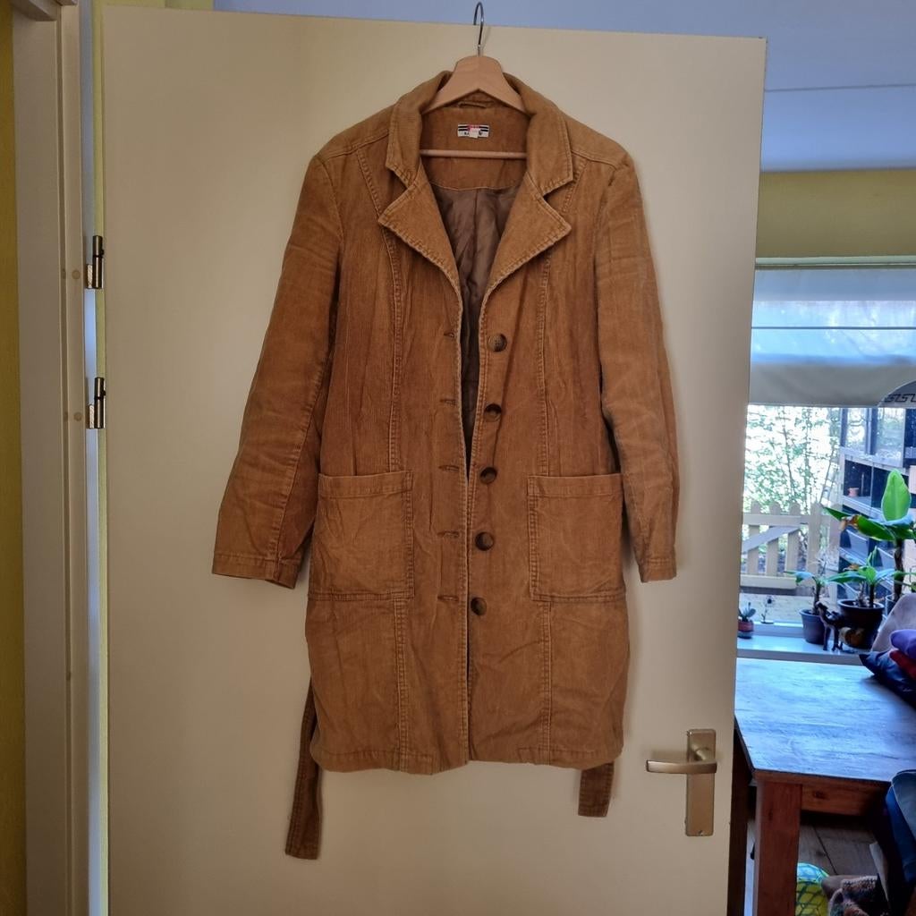Corduroy lange jas, Ophalen, Gedragen, Maat 42/44 (L), Bruin