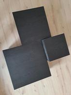 3-delige salontafel Woood, Ophalen, 50 tot 100 cm, Vierkant, 50 tot 100 cm