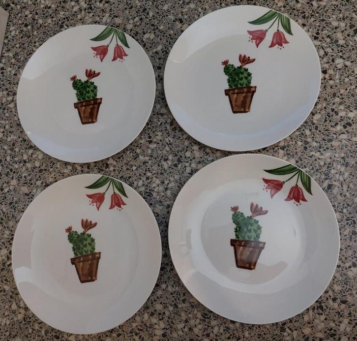 4 borden Mica Cactus 20,5 cm, Huis en Inrichting, Keuken | Servies, Zo goed als nieuw, Bord(en), Overige stijlen, Porselein, Ophalen of Verzenden