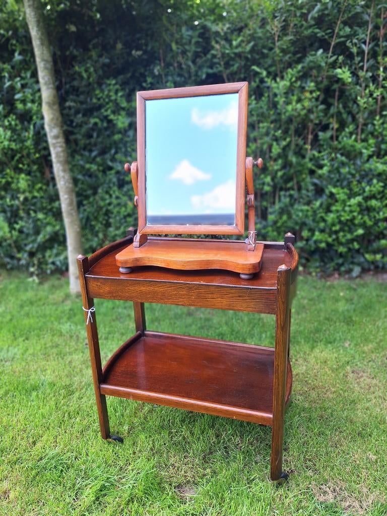 Antieke vintage kaptafel spiegel, spiegeltje Engelse spiegel, Huis en Inrichting, Tafels | Kaptafels, Vintage, Gebruikt, Vintage