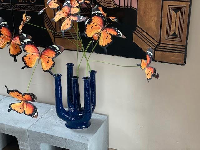 Cobalt Ceramic Tamegroute Vase Moroccan Blue Handmade, Huis en Inrichting, Woonaccessoires | Vazen, Nieuw, Blauw, Minder dan 50 cm