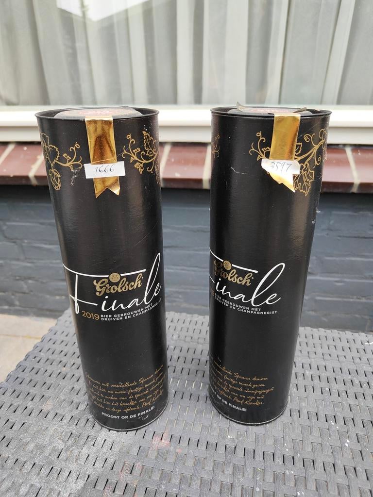 Twee Grolsch Finale 2019 bierflessen in koker, Ophalen of Verzenden, Nieuw, Flesje(s), Grolsch