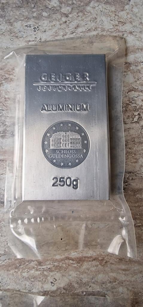 Aluminium, 250 gram baar, Geiger, Sealed, Postzegels en Munten, Edelmetalen en Baren, Verzenden, Koper